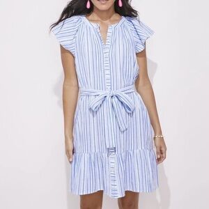 Vineyard Vines Shirt Dress Seastitch Double Gauze Blue White Stripe Size Medium